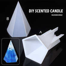 Molde de vela de forma hexagonal de cono 3D, adornos de espejo de cristal, molde de fundición de jabón de vela, herramienta epoxi de resina de silicona 2024 - compra barato