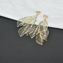 Gold Silver Color Multilayer Leaves Clip Earrings Women Metal Jewelry Non Pierced Plant Leaf Ear Cuff Earring Long Earings 2024 - buy cheap