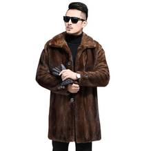 Brown fur leather jacket mens warm casual faux mink fur leather coat men loose jackets winter thicken single-breasted clothes 2024 - buy cheap