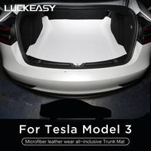 Para tesla model 3 microfibra couro tronco proteção almofada esteira model3 2022 forro de carga protetor traseiro completo personalizado caber (branco) 2024 - compre barato