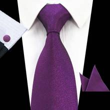 Ricnais Brand Fashion 8cm Solid Necktie Set Green Black Pocket Square Cufflinks Set For Men Business Wedding Silk Ties Sets 2024 - buy cheap