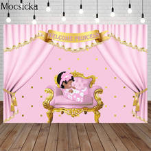 Фон принцессы для фотосъемки Розовая Занавеска диван для девочки на день рождения индивидуальный постер портрет фото фон детский душ 2024 - купить недорого