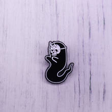 Ghost Skeleton With Black Clothes Enamel Pin Fish Cartoon Brooch For Jacket Denim Badge 2024 - buy cheap
