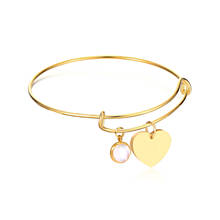 LUXUKISSKIDS Charm Round Shell Bangles Stainless Steel Heart Pendants Adjustable Bangles Bracelets For Women friendship Gift 2024 - buy cheap