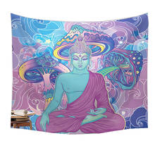 Buddha wall tapestry psychedelic mushroom wall cloth dorm decor tapiserie mural tapiz colgante 2024 - buy cheap