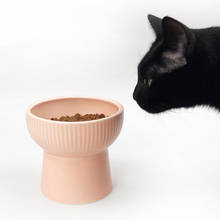 Fashion High Base Ceramics Cat Bowl Neck Health Protection 4-colors Simple Grain for Cat Dog Food and Water Pet Feeder Supplies 2024 - buy cheap