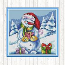 The Snowman's Christmas Gif Cross Stitch Kits Wall Home Decor Cotton Thread Embroidery Sets DIY Needlework Crafts Patterns Kits 2024 - buy cheap