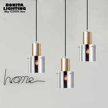 Luminária pendente de vidro, estilo nórdico, pequeno, para sala de jantar, balcão de cabeceira, luz suspensa, ouro rosê 2024 - compre barato