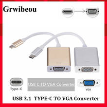 Grwibeou Тип C к женскому VGA Кабель-адаптер USB 3,1 к VGA адаптер для нового Macbook Surface Pro Лидер продаж USB C к VGA конвертер 2024 - купить недорого