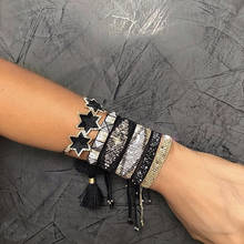 Bluestar 2021 moda pulseira jóias miyuki grânulo pulseras mujer moda olho turco estrela jóias artesanal tecido braçadeira 2024 - compre barato