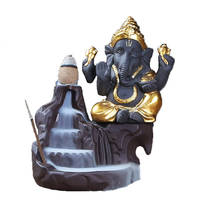 Quemador de incienso de cerámica, vara incensario de Aroma con diseño de elefante, Dios Ganesha, reflujo, cascada de la India, con 20 conos gratis 2024 - compra barato