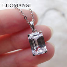 Luomansi 8*12MM Square Diamond Pendant Necklace Fine-Jewelry 100% 925 Sterling Silver Necklace Wedding Gift 2024 - buy cheap