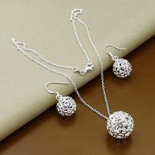 Moda simples conjuntos de jóias 925 prata esterlina bola redonda colar brincos conjunto luxo jóias presente 2024 - compre barato