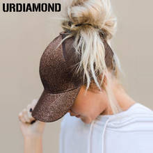 URDIAMOND 2019, бейсболка с конским хвостом, женская, грязная булочка, Snapback, летние сетчатые шапки, Повседневная Спортивная Кепка с блестками, Прямая поставка, Кепка 2024 - купить недорого