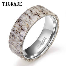 Tigrade 2019 New Natural Deer Antler Titanium Ring Men Women Wedding Engagement Band Special Design Marble Finger anillo hombre 2024 - buy cheap