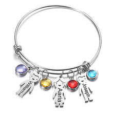 Brazaletes ajustables con nombre personalizado para niños, regalo familiar, pulsera de acero inoxidable 304, grabado gratis para Cumpleaños de Niños 2024 - compra barato