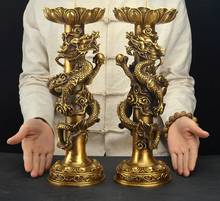 Candelabro em cobre puro para ornamentos, candelabro de tartaruga guindaste, candelabro de dragão duplo, estátuas budistas e boemia 2024 - compre barato