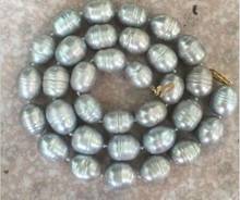 Detalles de joyería Noble sobre el Barroco, collar de perlas grises del Mar del Sur de Australia de 11-12mm, joyería fina de 18 pulgadas, Envío Gratis 2024 - compra barato