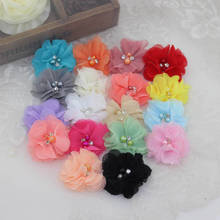 Pearl Rhinestone Chiffon Lace Flower Patch Korean Chiffon Hair Accessories Jewelry Flower Wedding Handmade Flowers Applique 2024 - buy cheap