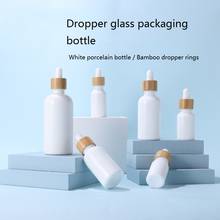 Gotero de cristal blanco primario, 10ml, 30ml, 50ml, 100ml, botella de aceite esencial con tapa de bambú, envase cosmético, 10 Uds. 2024 - compra barato