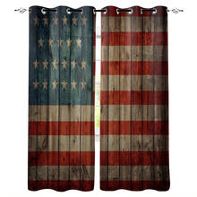 American Flag Wood Stars Retro Style Window Treatments Curtains Valance Window Blinds Living Room Drapes Decor Kids Outdoor 2024 - buy cheap