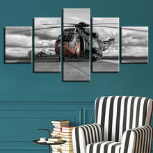 Обрамленная настенная живопись HD Печатный холст Пейзаж 5 панель постер с вертолетом домашний Декор Гостиная модульные картины 2024 - купить недорого