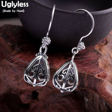 Uglyless Hollow Water Drop Real Silver Earrings for Women 925 Sterling Silver Triangle Earrings Vines Brincos Fine Jewelry E1427 2024 - buy cheap