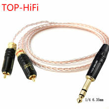 Топ-HiFi Бесплатная доставка 1/4 "6,35 мм папа к 2 RCA папа аудио кабель-адаптер 7N OCC медный посеребренный аудио кабель 2024 - купить недорого