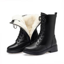 Botas de nieve de piel auténtica para mujer, zapatos cálidos de felpa/Lana, talla grande, novedad de invierno, 2019 2024 - compra barato