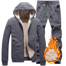 Newest Winter Men  Sets Fleece Sportwear Suit Jacket+pants Warm Mens Sport Tracksuit Set Casual Hoodie Thick Brand Clothes 2024 - buy cheap