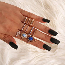 10 Pcs/Set Gold Ring Set Vintage Leaf Star Moon Geometric Crystal Ring Set Women Charm Joint Ring 2020 Fashion Jewelry 2024 - buy cheap