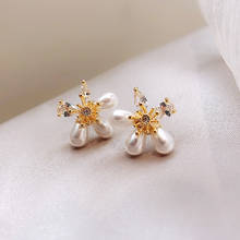 2020 New fashion fine crystal pearl flowers Drop earrings contracted small Women temperament joker earrings Jewelry 2024 - buy cheap