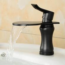 Vidric-grifo de baño de latón cromado, grifería de cascada de agua fría y caliente, de un solo mando, color negro 2024 - compra barato
