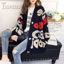 2019 Autumn Korean English Alphabet Women Sweater Thick Loose Female Cardigan Sweaters 2024 - buy cheap