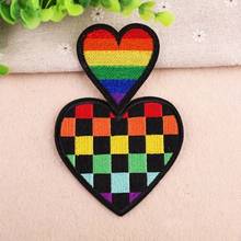 Patches de bandeira lgbtq +, adesivos de ferro bordados arco-íris para costura, emblemas para roupas do orgulho gay, mochilas, apliques, arco-íris 2024 - compre barato