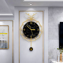 Скандинавские маятниковые настенные часы, Роскошные Металлические креативные кварцевые настенные часы, большие художественные простые Стильные домашние часы Duvar Saati AC50AL 2024 - купить недорого