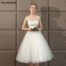 KAUNISSINA Simple Wedding Dress White Sleeveless Short A-Line Bridal Gown Tulle Wedding Dresses Bride Dresses 2024 - buy cheap