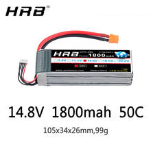 HRB-Batería de 4S Lipo para pesca, 14,8 V, 1800mah, 50C, XT60, para barcos de cebo, Buggy, coches, avión, Hobby, piezas de RC, TRX, EC5, XT90, Deans, hembra 2024 - compra barato