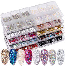 1 box Nail Art Rhinestone ss6 -ss20 mixed Flat Bottom  AB Color Red  Clear Champagne Crystal DIY Decoration Nails Accessories 2024 - buy cheap