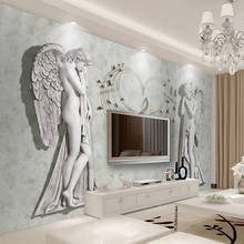 Papel de parede foto personalizada 3d, arte europeia de anjo, pintura de parede, cobertura moderna para sala de estar, quarto, plano de fundo de tv, decoração mural 2024 - compre barato