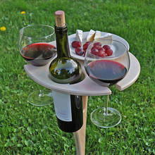 Mesa de vinho dobrável portátil, mini desktop redondo de madeira, fácil de transportar, rack para piquenique, festa, viagem, praia, entretenimento 2024 - compre barato