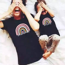 Family matching clothes t shirt outfits mommy and daughter matching clothes baby girl clothes family look summer rainbow tops 2024 - buy cheap