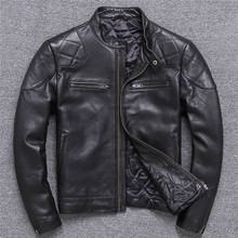 New Stylish Genuine Men Real Sheepskin Motorcycle Biker Leather Jacket Casual Male Winter Outerwear Plus Size 2024 - buy cheap