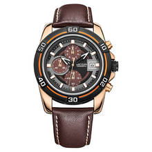 Top Famous Brand  MEGIR 2023 Men Wristwatches  Male Date Business Leather Strap Military Waterproof Quartz Chronograph 2024 - buy cheap