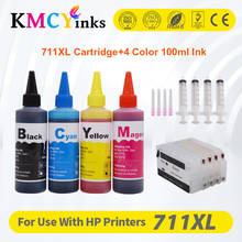 KMCYinks-recambio de tinta para impresora HP DesignJet T120 T520, Cartucho de 4 colores con Chips de arco y tinte de 711 ml, 400 711XL 2024 - compra barato