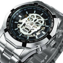 WINNER Punk Automatic Watches Men Luxury Brand Skeleton Mechanical Watch Stainless Steel Strap Hip Hop Skull Wrist Watch relogio 2024 - buy cheap