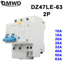 DZ47LE-63 2P 10A 16A 20A 400V~ 25A 32A 40A 50A 63A 50/60HZ Residual Current Circuit Breaker Over Current Leakage Protection RCBO 2024 - buy cheap