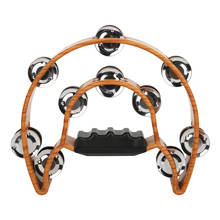 High Quality 20 Pairs Of  Double Row Handbell Tambourine Metal Jingles With Ergonomic Grip Percussion Instrument Musical Gift 2024 - buy cheap