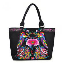Bolsas femininas bordadas da moda, bolsas de mão com bordado floral, para mulheres, em lona, casual 2024 - compre barato