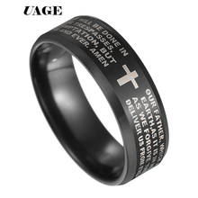 UAGE Fashion Scripture Cross Bible Text Jesus Tattoo Men Ring Rings For Women Titanium Steel Jewelry Gift 2024 - buy cheap